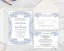 Cobalt blue wedding invitation kits