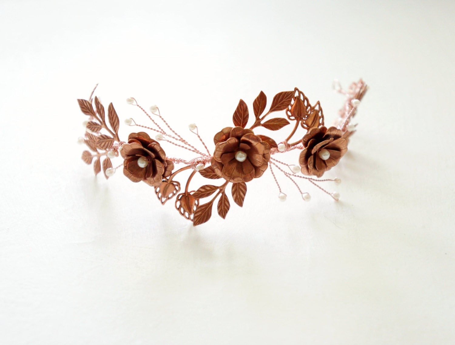 Rose gold flower crown Rosegold bridal headpiece Bridal