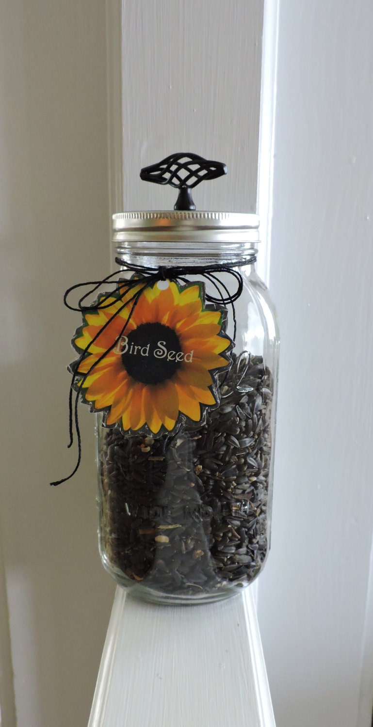 Bird Seed Container Housewares Bird Seed Jar by MonikasBoutique