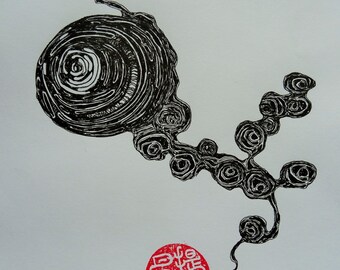 Original, Ink drawing, with signature, chinese stemp, 2016