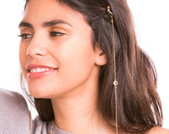eyeglass chain gold, glasses chain, delicate eyeglass holder with beautiful zirconia charms - in delicate and elegant look