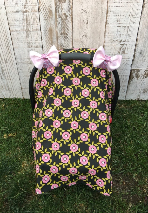 Custom Baby Girl Car Seat Canopy Set by SugarPeasCreations on Etsy