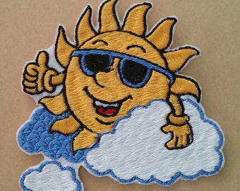 Felt Applique Iron on Applique Sun Yellow Happy Sunny