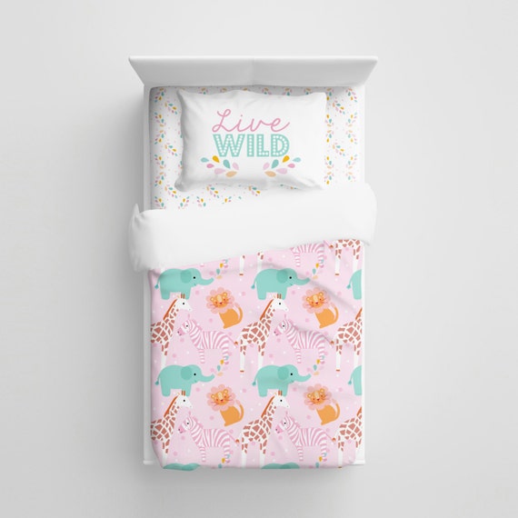 Baby Safari Animals Kids Bedding Personalized Jungle kids Bedding