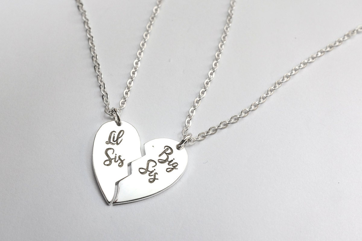 Personalized Half Heart Necklace Set Engraved Initial