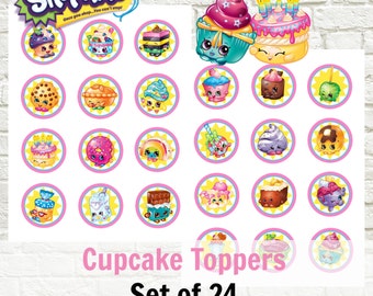 Shopkins Cupcake Toppers Printable Downloadable File 24 Cupcake Toppers Shopkins Birthday Theme Kids Birthday Party Supplies Ideas Decor