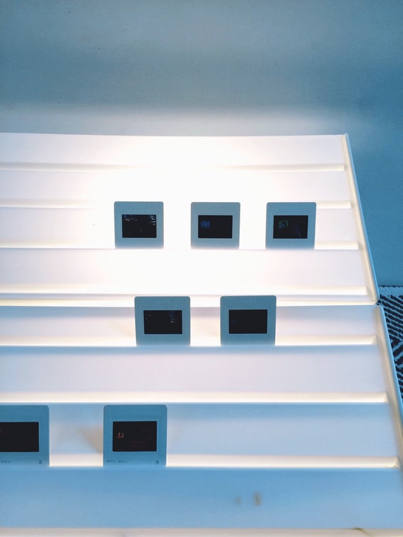 vintage photo display for 35 mm slides 1960s table lighting