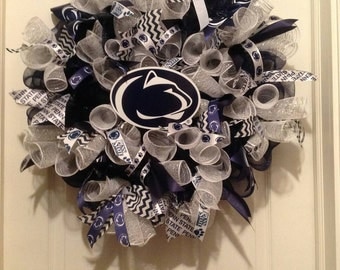 Penn State wreath, Penn State deco mesh wreath, Penn State ribbon, Penn State Fan, Penn State Gift, PSU wreath, Penn State Alumni Graduate