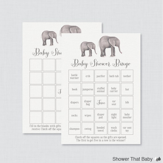 Elephant Baby Shower Bingo Cards Printable Blank Bingo Cards Elephant Baby Shower Bingo Cards Printable Blank Bingo Cards