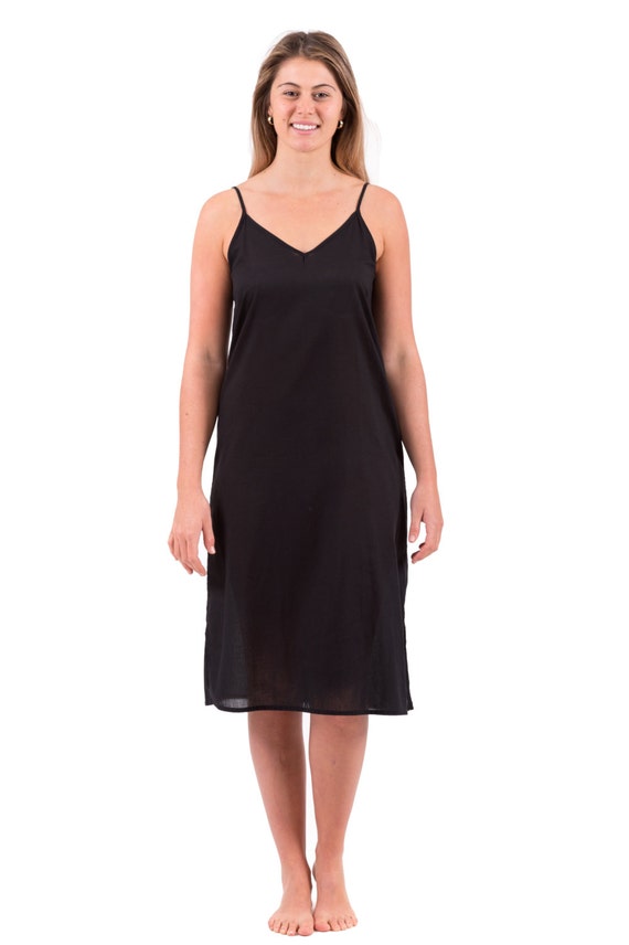 Long Cotton Maxi Dress Slip Celine Black by kaftanresort on Etsy
