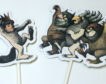 Cupcake Toppers - Where the Wild Things Are,Food Picks,Birthday Party Decorations,Wild Things Party,Wild Rumpus Party,Wild Thing Baby Shower