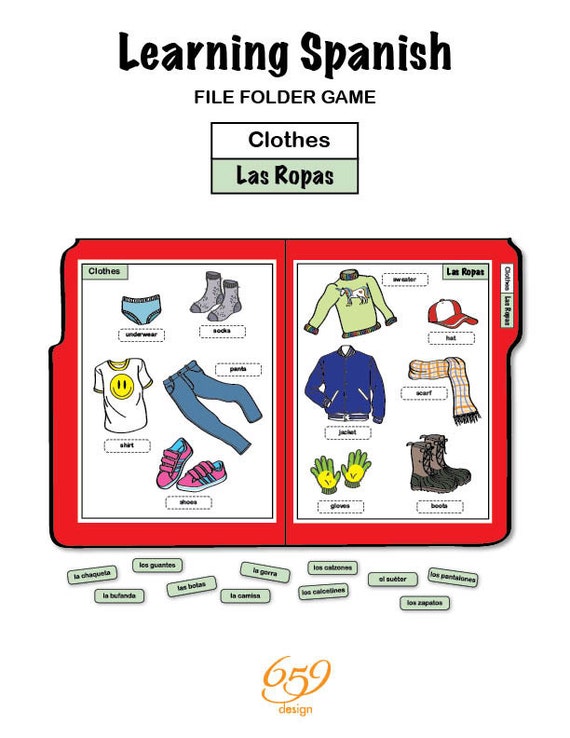 Learning Spanish/English File Folder Game Clothes/Las Ropas
