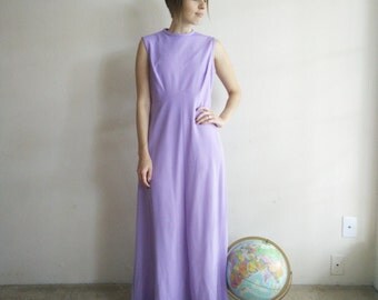 Vintage 1970s Lilac Maxi Dress/70s Dress/Medium