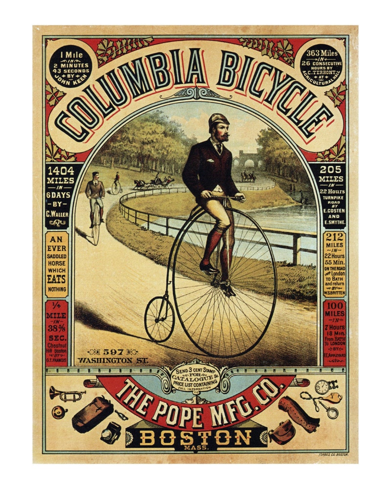 Columbia Fahrrad Werbung antikes Fahrrad Ad alte Karten