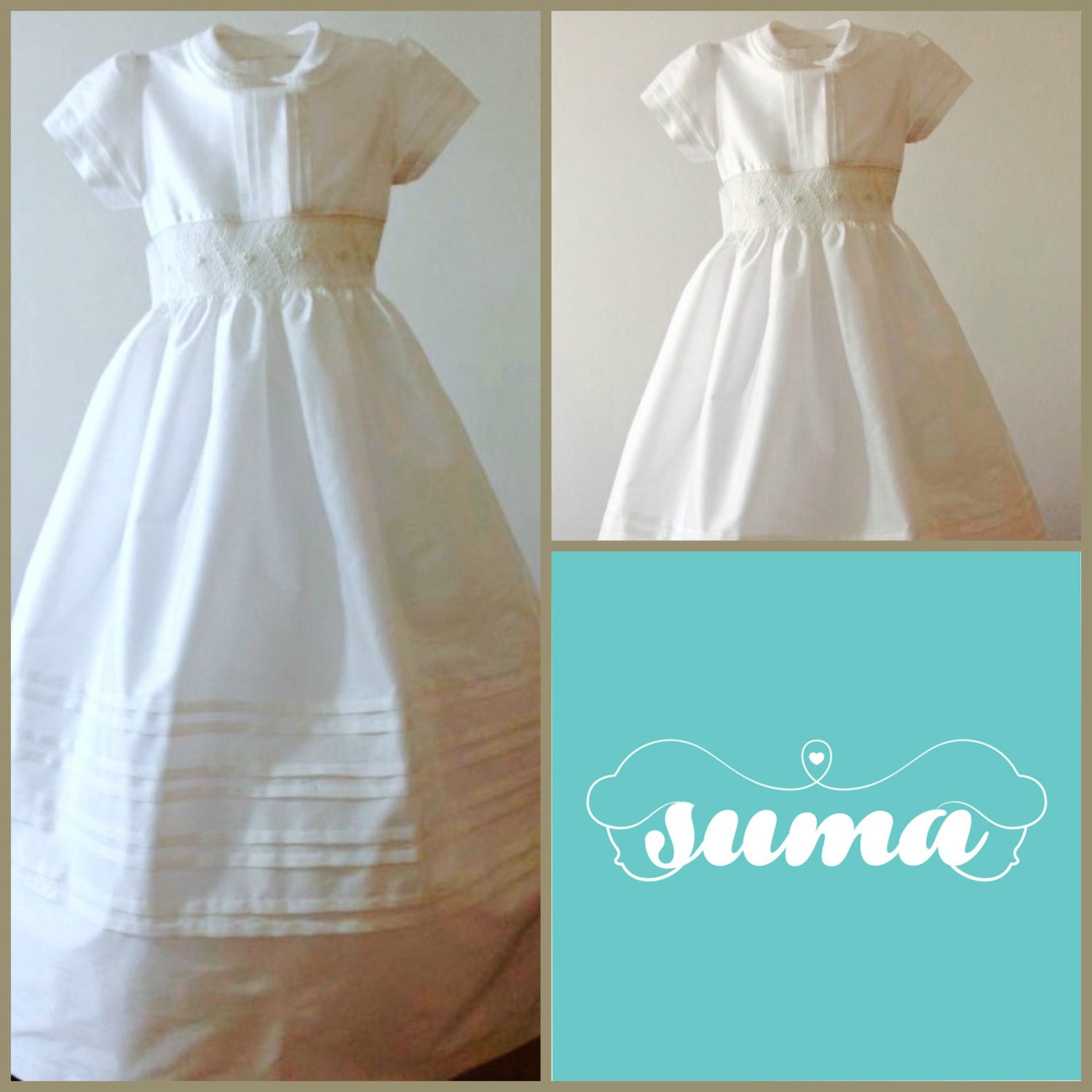 Size 8 First Holy Communion Dress Long Shantung Fabric White