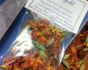 Dried Marigold, for magick , Wicca, Greenwitch, Witchcraft, Hedge Witch, for magickal intent Herbs for Magic