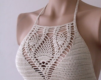 EXPRESS CARGO!!! Crochet Beige Bikini - Bustier Women Swimwear Beach Wear 2017 Summer Trends !!! FORMALHOUSE