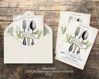 Wedding Rehearsal Dinner invitation, custom printable 5x7, rustic rehearsal dinner invite, printable invitation, custom invitation,