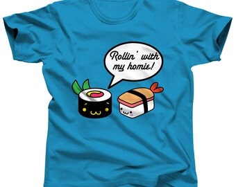 Funny Tshirt Sushi Shirt Japanese Tee Kawaii T Shirt Cute Food Clothing Sushi Costume Best Friends Clothes Homie Gift Sashimi Salmon