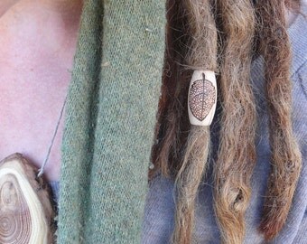 Lovely little leave - wooden dreadlock bead - handmade with love