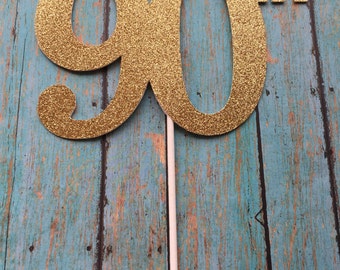90th Birthday Cake Topper, 90th Cake Topper, 90 Birthday Cake Topper, Ninety Birthday, Gold Cake Topper, 20th, 30th, 40th, 50th, 70th, 80th