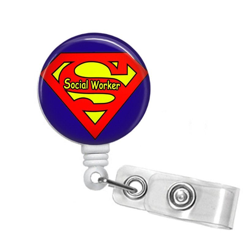 Super Hero Social Worker Badge Reel Badge Reel ID Holder
