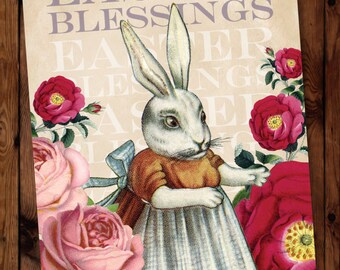 Easter Card, Easter Greeting Card, Vintage Easter Greeting Card, Vintage Easter Bunny Greeting Card, Holiday Card