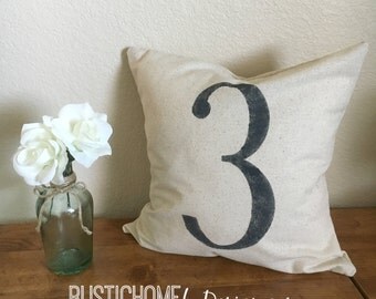 Number Pillow | Rustic Pillow Cover | Farmhouse Pillow | Multiple Sizes Available | Custom Pillow Cover | Made To Order