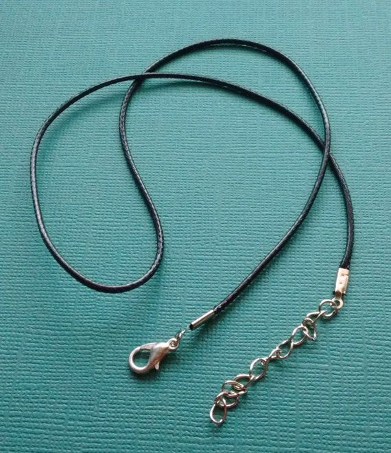 12 Wax Cord Necklaces Black with Lobster Clasp N4009