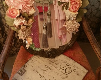 flowers and seashell mirror