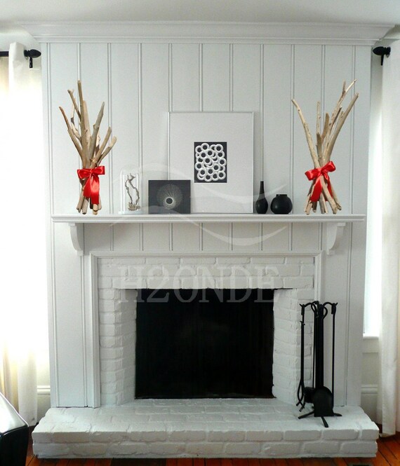 Items similar to Modern driftwood fireplace shelf mantel sculpture