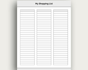 shopping list templates printable