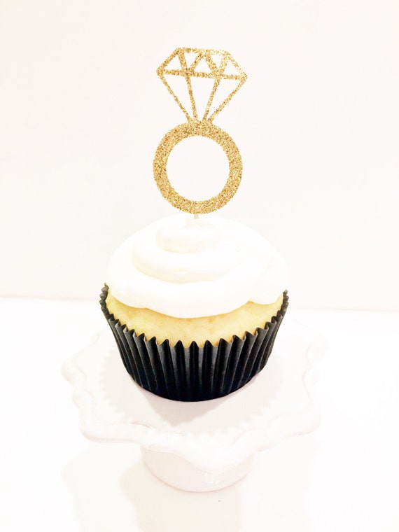 Diamond Ring Cupcake Toppers / Engagement by GlitterDesignsCo