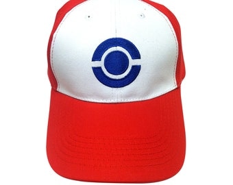 Pokeball Baseball Cap Like The Pokemon Hat Worn By Ash Ketchum TV Show Game Movie Cosplay Embroidered Go Original Trainer Costume White Red