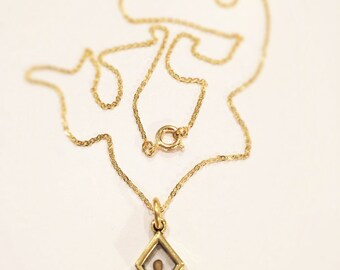 Gold Faith Mustard Seed Necklace with 16" or 18" chain - Faith Charm - Small 1/2", 2mm Diamond-shape Resin Charm, Simple Everyday Necklace