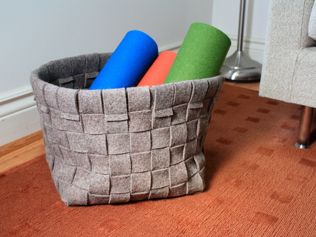 Woven Wool Felt Basket by TheFeltStore on Etsy