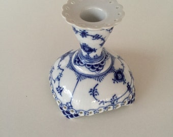 Royal Copenhagen Full Lace/Mid Century Copenhagen Porcelain/Blue Fluted Candle Stick c.1965 By Gatormom13 JUST REDUCED