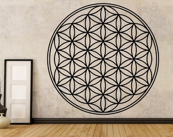 Flower Of Life Decal, Boho Decals, Vinyl Mandala Decal, Flower of Life Sticker, Mandala Decal, Seed of Life, Wall Decals, Geometric