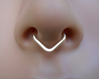 Septum Ring - Septum Jewelry - Septum Piercing - Pentagon Septum - 14K Yellow Gold Filled - 20-16 Gauge