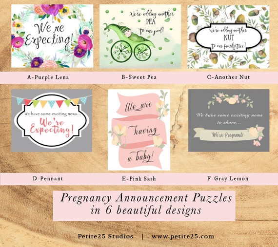 Pregnancy baby announcement puzzle sweet pea to our pod