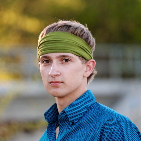 Mens Head Wrap Headbands Green Ear Warmer Headwrap Hair