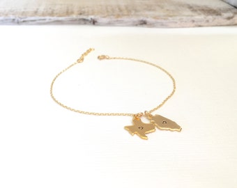 Gold State Charm Bracelet, Best Friend Bracelet, Silver State Charm Bracelet, Multiple State Bracelet, Rose Gold State Bracelet