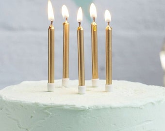 Gold Birthday Candles I 24 Pack I Gold Candles I Metallic Candles I Gold Celebration Candles
