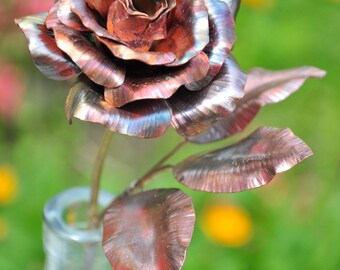 Handmade Copper Rose / Forever Rose / Hand Forged Metal Rose / 7th Anniversary Gift / Mother's Day Gift for Mom