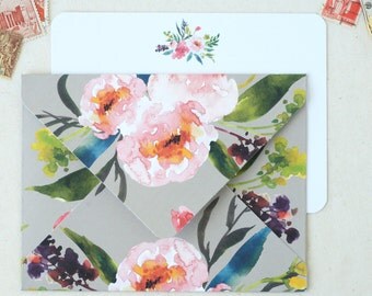 Stationary. Thank You Cards. Stationery. Floral Stationary. Card set 10. Blank Stationary Set. Gifts for Grandma. Gifts for Writers.