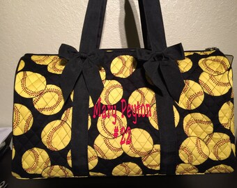 Softball Print Monogrammed Duffle Bag