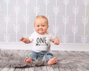 First 1st Birthday Boy Outfit, DIY, Iron On Transfer, 1st Birthday Boy One with Arrow, Birthday Boy Bodysuit One, Boy One Birthday Shirt