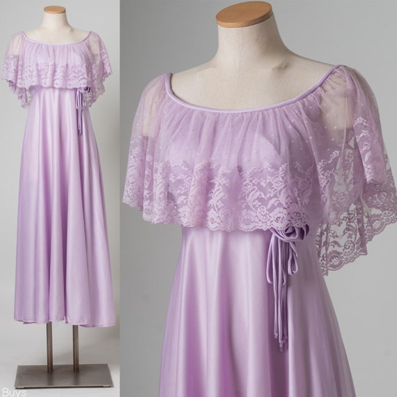Vintage Purple Dress Lace Dress Vintage Cape Dress Formal