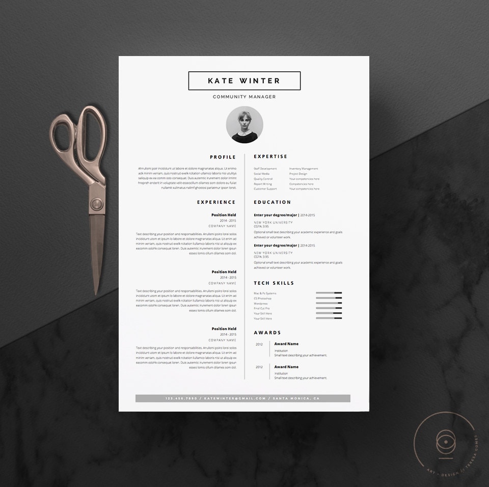 minimalist resume template  u0026 cover letter icon set for