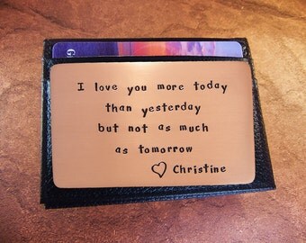 4th Anniversary,Rustic Copper, Anniversary Gift, Personalized Wallet Insert Card, Copper Wallet Insert, Love Reminder Card